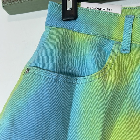 Revolve WeWoreWhat Flare Bell Shorts in Tie Dye Colorful Jean Size 27 Women NWT - Picture 4 of 8